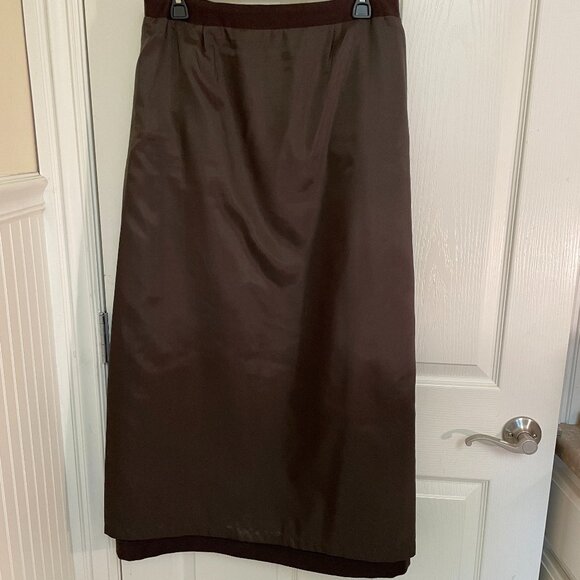 HARVE' BENARD WOOL A-LINE BROWN SKIRT, MAXI LENGTH, SIZE 12 - Picture 8 of 8